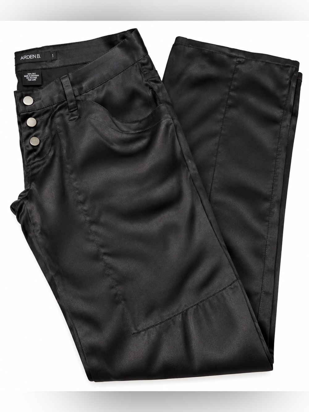 Vintage Y2K Arden B. Black 100% Silk Satin Pants – Size 1